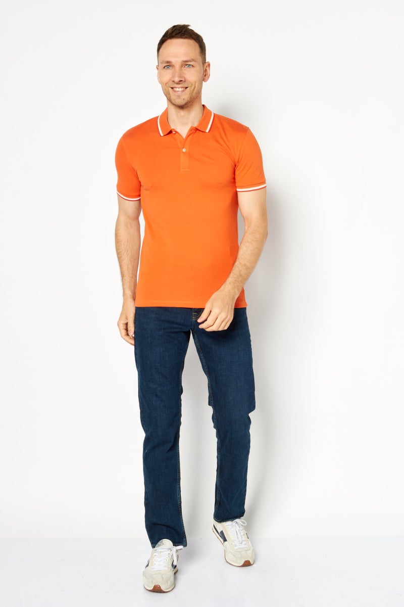 Celio Men Regular Fit Plain Short Sleeves Polo Shirt, Orange - Image 2